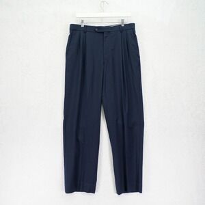 Neiman Marcus Super 120's Wool Blue Pleated High Rise Dress‎ Pants Lined 34/28.5